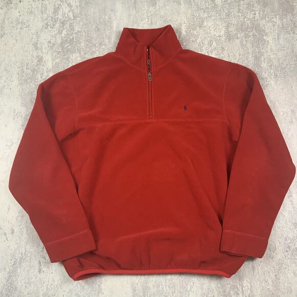 Vintage Polo Ralph Lauren Sweater Mens Large Red 1/4 Zip Pullover Made In USA - Picture 1 of 8